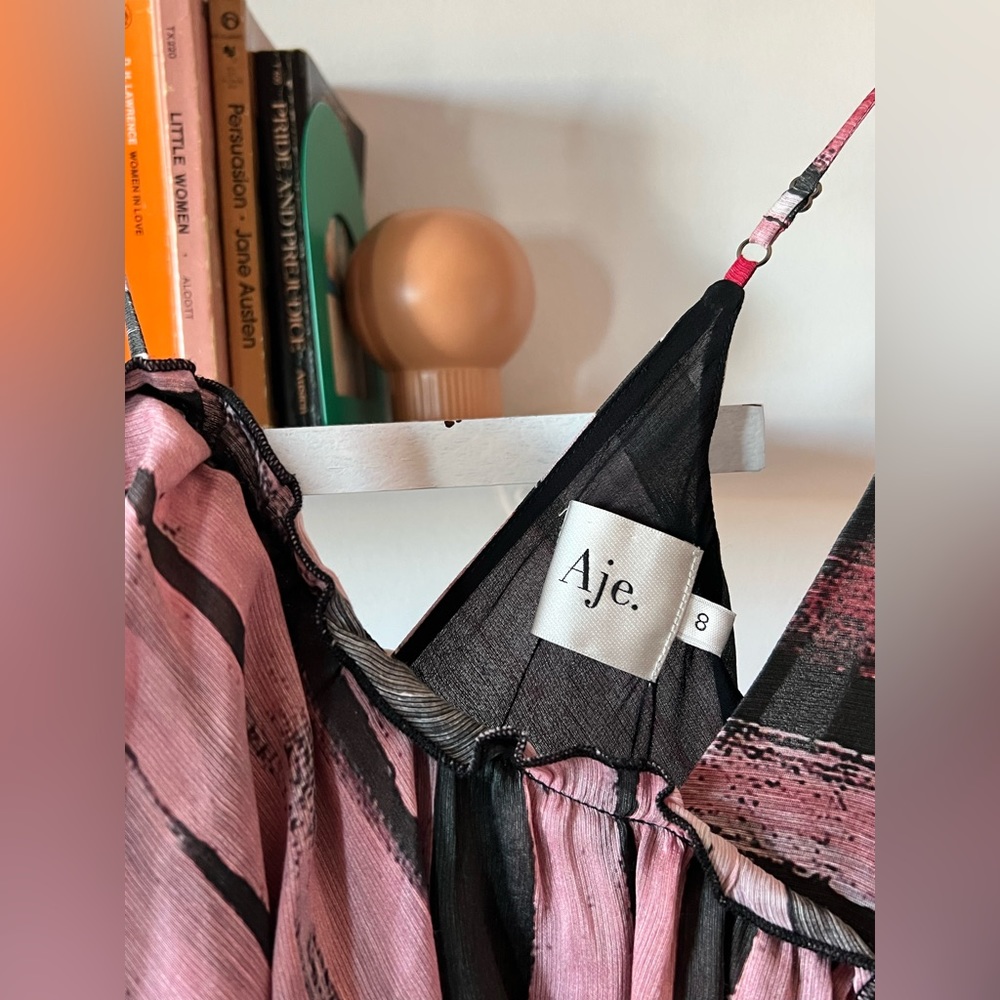 Aje asymmetrical dress - pink pattern - size 8